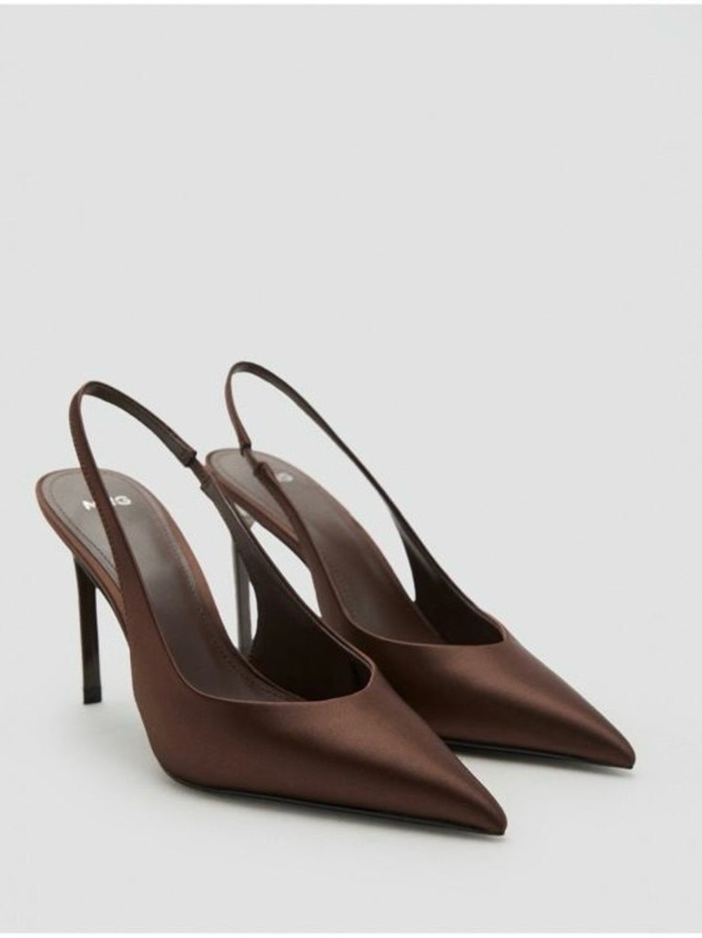 Mango Brown Pointed Slingback Stiletto